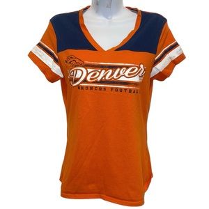 NFL TEAM APPAREL DENVER BRONCOS Womens V Neck Vintage Inspired Tshirt Medium